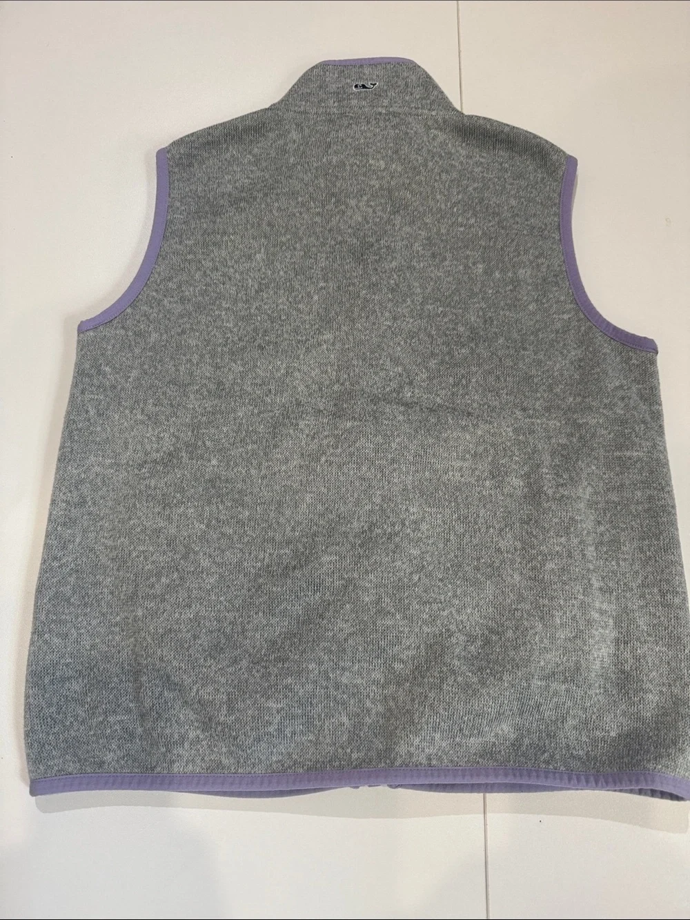 Vineyard Vines Girls' Gray Fleece Vest with Lavender Trim